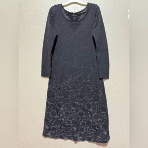 Peruvian Connection Midi Dress Size Large Thistle Ombre Black